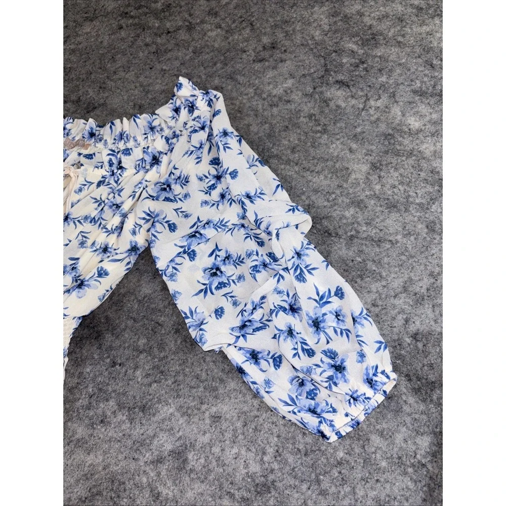 Love Colette Maxi Dress Women's Small Blue Floral Ruffle Elastic Waist Fairycore